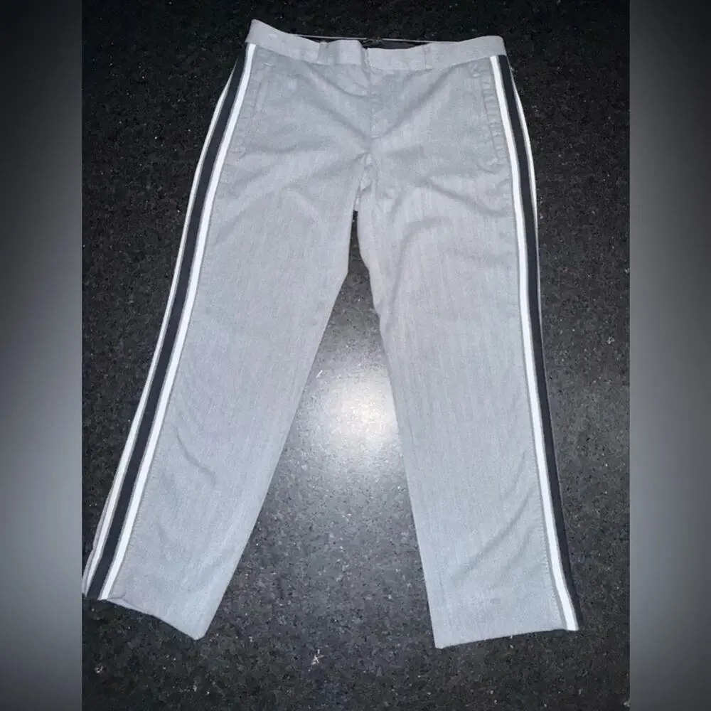UEC BANANA REPUBLIC AVERY TAILORED ANKLE TAPERED TRACK STRIPE GREY PANTS SZ 12